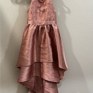 Bonnie Jean Girls' Rose Pink Satin High-Low Formal Dress